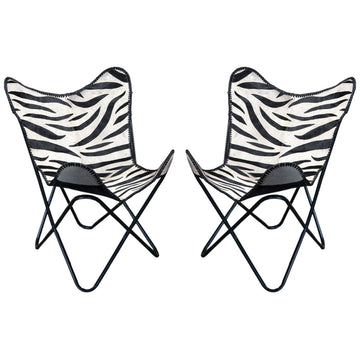 Genuine Leather Butterfly Chair Folding Lounge Modern Sling Accent Seat